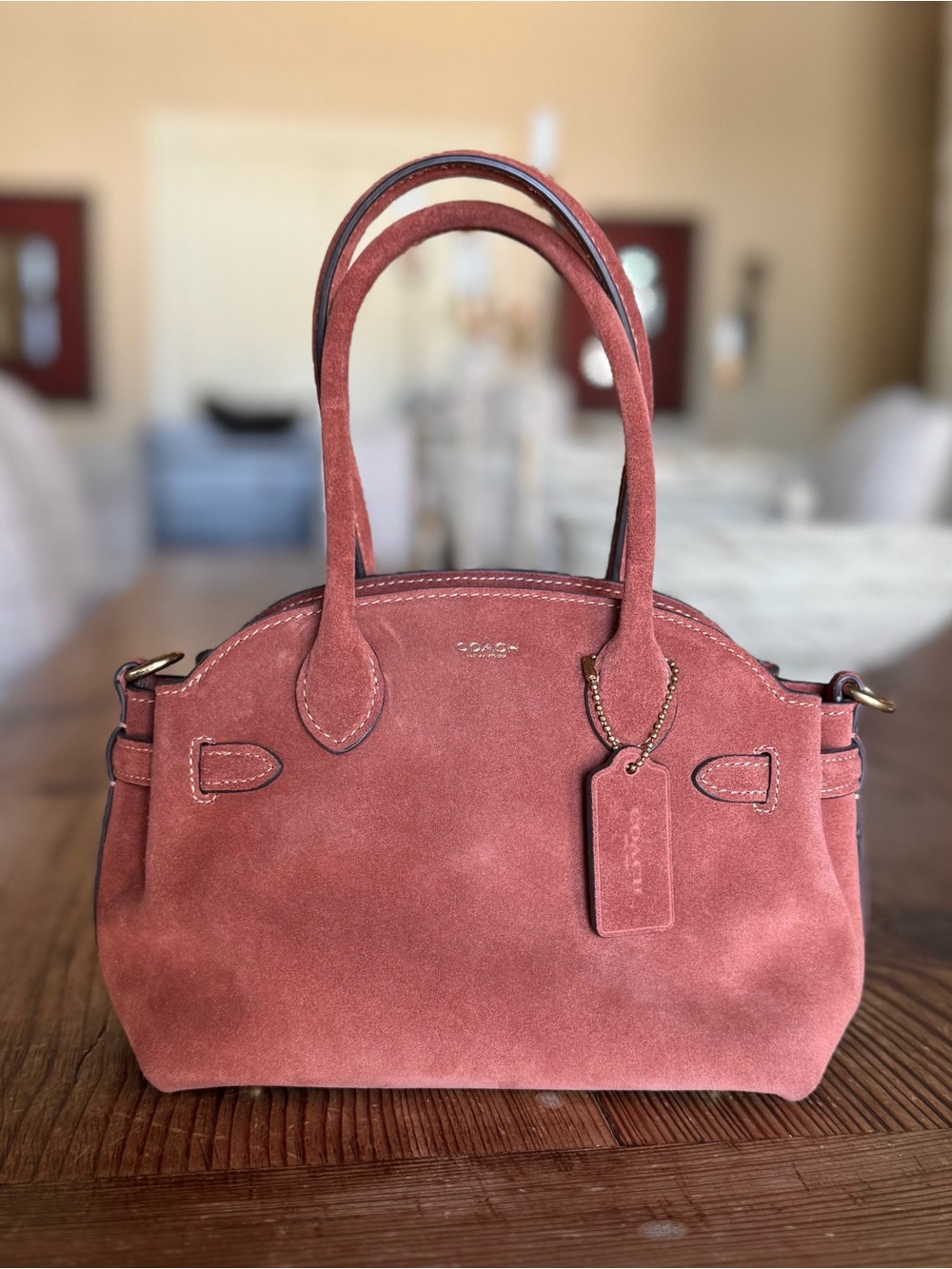 COACH Soft Empire 21 Bag in Clay Suede